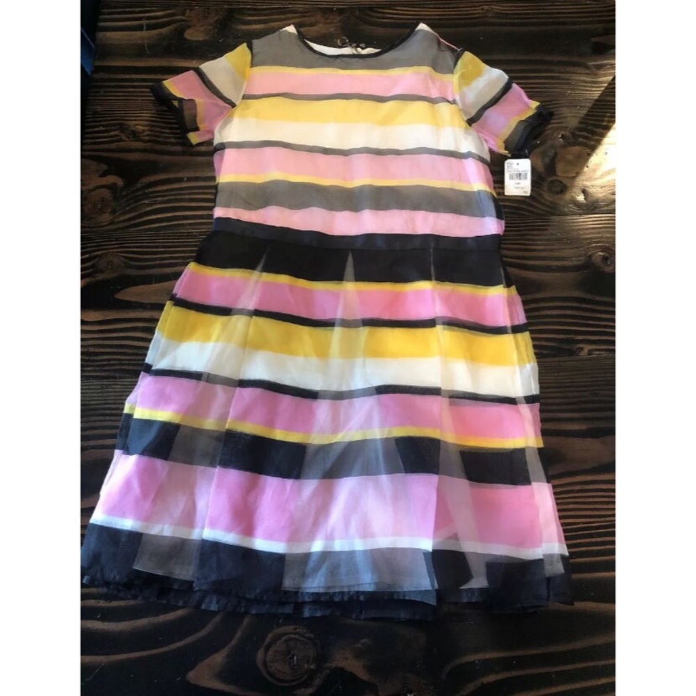 MSGM Striped Short Sleeve Silk Dress Sz 14
